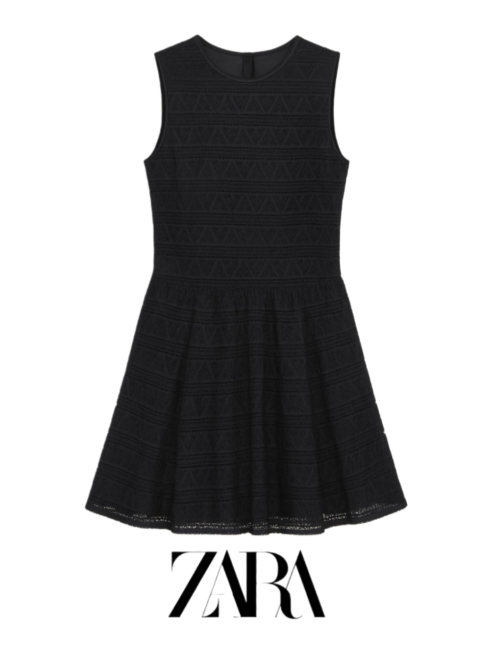 Zara Fit & Flare Drop Waist Black Sleeveless Shift Dress